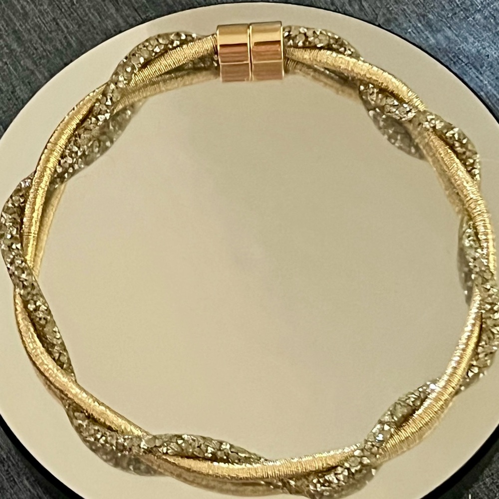 NECKLACE NORDSTROM Gold & Silver Twisted 18” Rope Choker Magnetic Closure - Picture 6 of 8